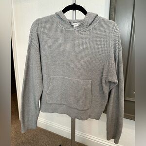 Sincerely Jules Light Gray Waffle Knit Hooded Sweater